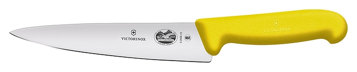 Шеф-нож поварской Victorinox 5.2008.19 Fibrox l=19 см (нерж. сталь / фиброкс) с желтой ручкой