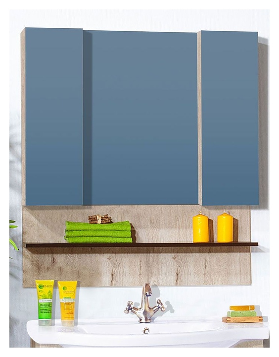 Шкаф зеркальный БРИКЛАЕР Карибы/Техас 100 100х100 см дуб кантри, венге