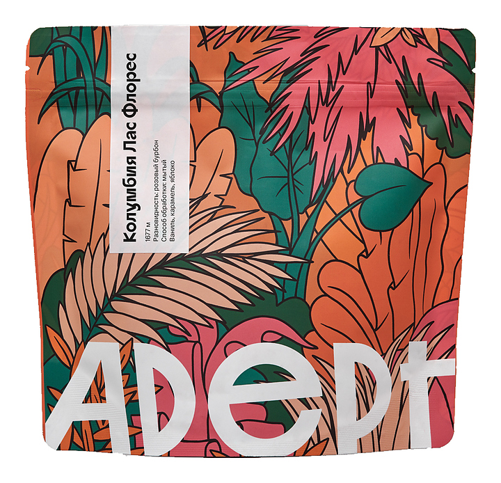 Кофе свежеобжаренный Adept Coffee Колумбия Лас Флорес (в зернах, 0,2 кг)