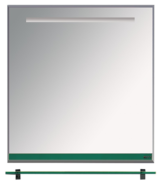 Зеркало Misty Джулия-65 64х80 см с полочкой 12 мм, подсветкой и функцией анти-пар, зеленое