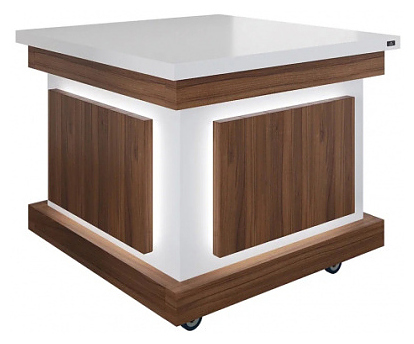 Салат-бар нейтральный без верхней полки Куб Luxstahl СБНК-1000 Premium Eco Wood (столешница из искусственного камня)