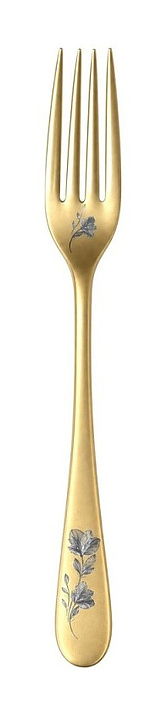 Вилка столовая Narin Epsilon matt gold 24k flower 21 см, нержавеющая сталь