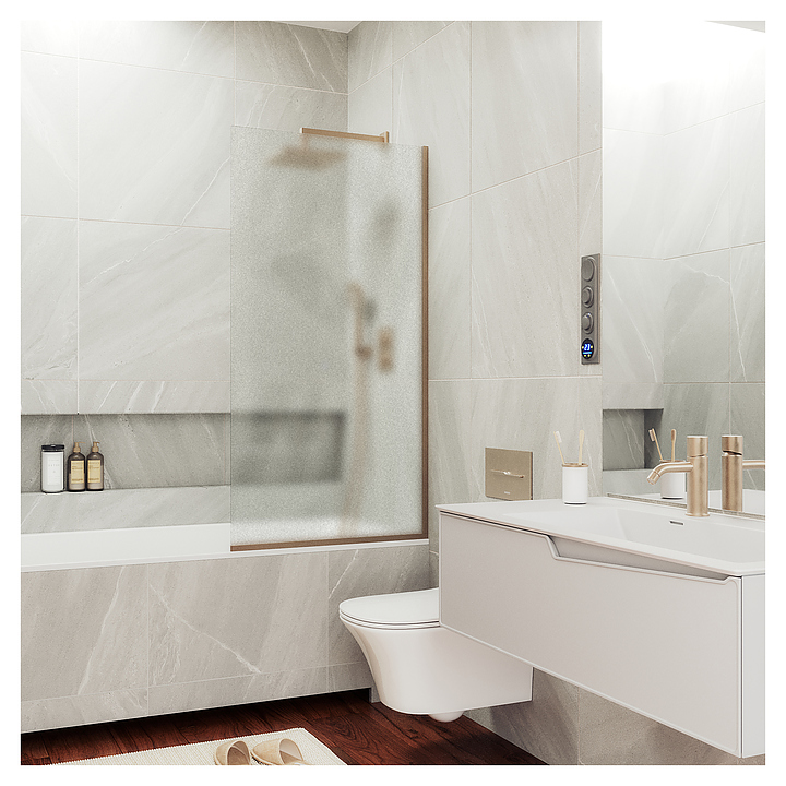 Шторка на ванну MaybahGlass MGV-93-2у 70х140 см, сатин, бронза