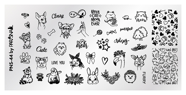 Пластина для стемпинга ParisNail PNS-44 (120х60 мм)