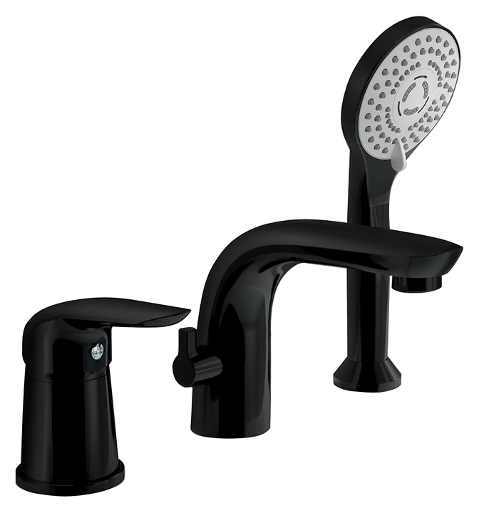 Смеситель на борт ванны ORANGE Otto M22-333b на 3 отверстия, черный