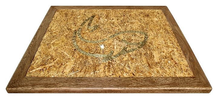 Столешница Sheffilton SHT-TT 100/120 (дуб / ОСП / эпоксидная смола / латунь) брашированный коричневый дуб / янтарная