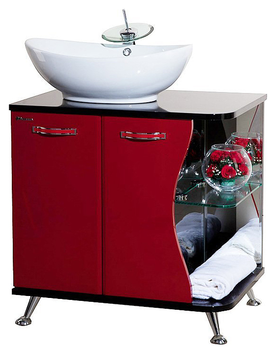 Тумба под раковину Bellezza Рио 70 L левая, черная/красная