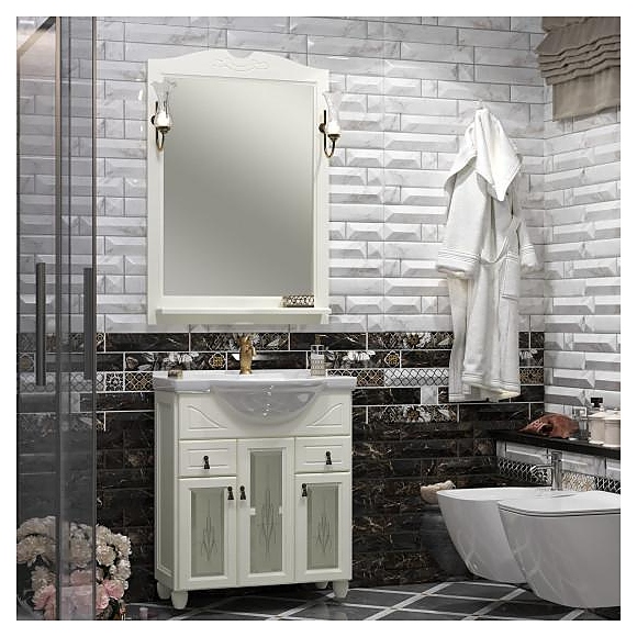 Гарнитур с художественным стеклом OPADIRIS Тибет 75, 4 предмета, слоновая кость