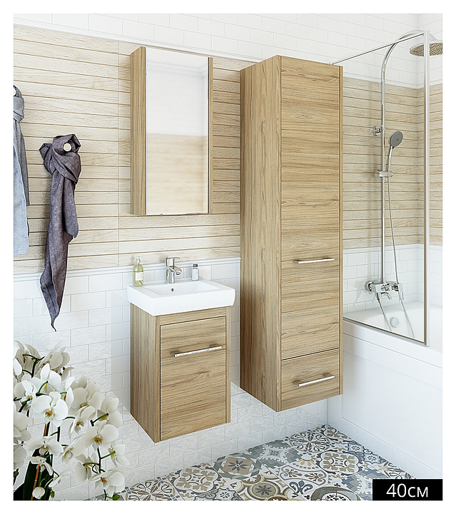 Гарнитур Sanflor Ларго 2 40 см, 4 предмета, подвесной, с правост. пеналом, швейцарский вяз