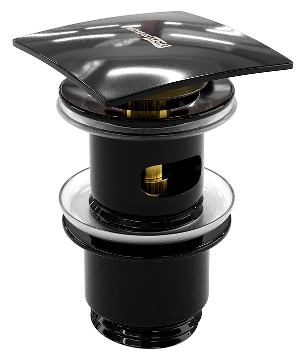 Клапан донный Wasserkraft Glan A166 Push-up, черный глянец