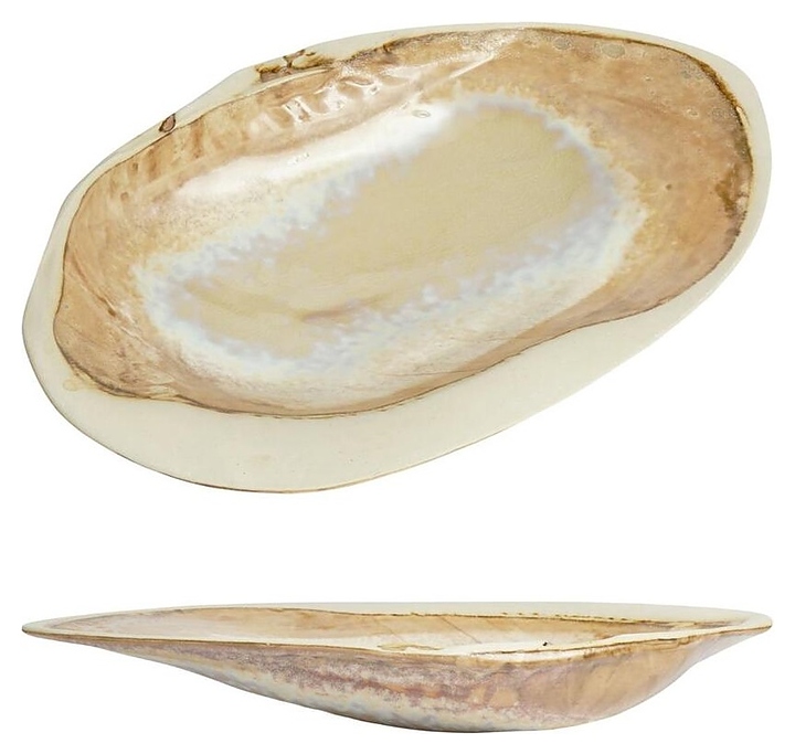 Блюдо сервировочное P.L. Proff Cuisine Pearl Shell Frutti di Mare QB23085001 100 мл 32,5х20 см h=7 см (керамика) овальное