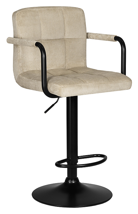Стул барный DOBRIN 2041-52 KRUGER ARM BLACK (бежевый вельвет, черный) 2 шт.