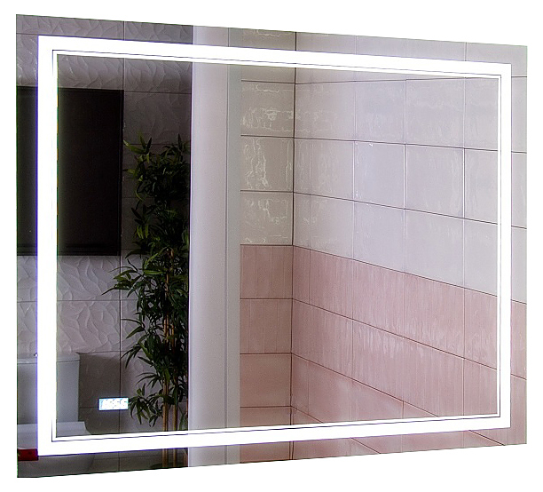 Зеркало БРИКЛАЕР Эстель-2 100 100х80 см с подсветкой, часами и выключателем на взмах руки