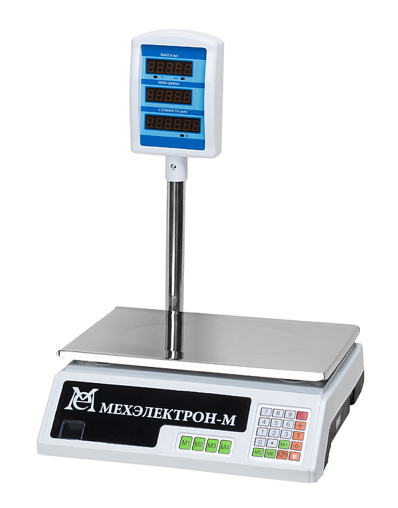 Весы электронные торговые Мехэлектрон-М ВР4900-15-2Д-САБ 05  (LCD) настольные, со стойкой, белый