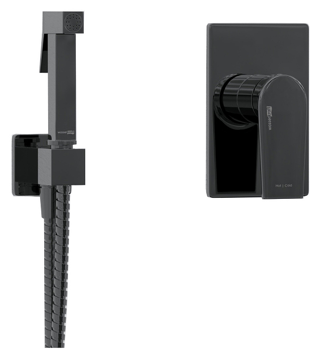 Душ гигиенический встраиваемый Wasserkraft A66096 черный глянцевый