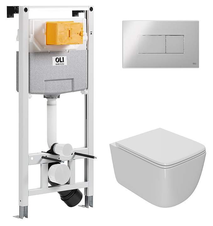 Унитаз подвесной с инсталляцией и панелью смыва OLI 120 ECO Sanitarblock pneumatic 879235pKA00+PN41831