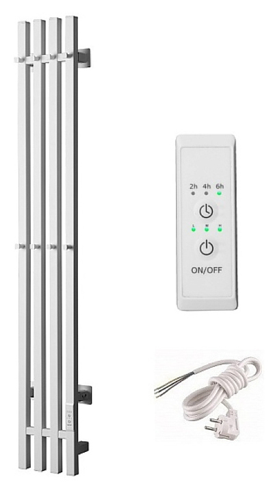 Полотенцесушитель электрический Тругор Пэк сп Вектор кв 4 120х15 см, с 4 крючками, белый