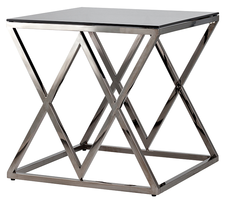 Стол журнальный Stool Group 55*55 Инсигния сталь темный хром стекло smoke