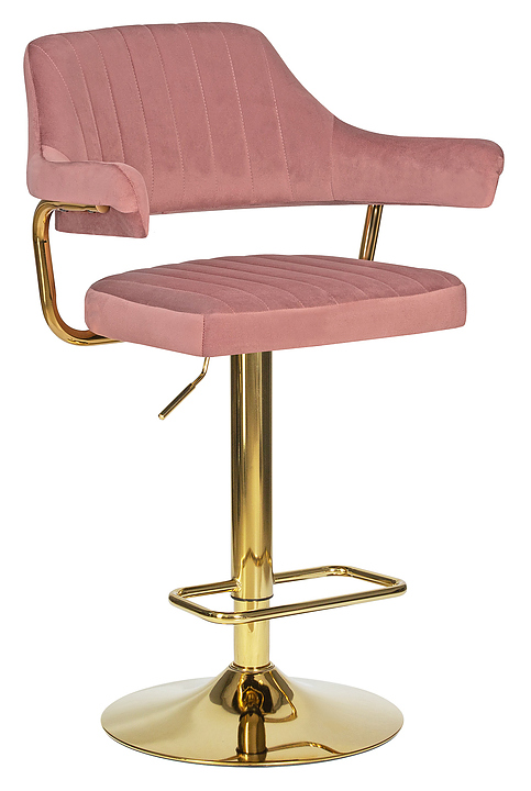 Стул барный DOBRIN 5019-LM-N CHARLY GOLD (розовый велюр) 2 шт.