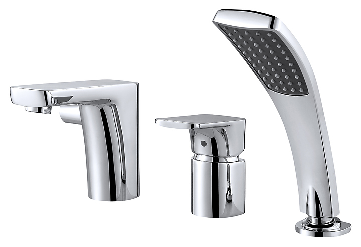 Смеситель встраиваемый на борт ванны D&K Berlin Freie DA1434901 на 3 отверстия, хром