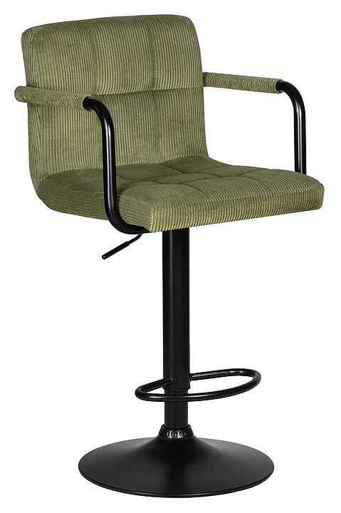 Стул барный DOBRIN 2041-7 KRUGER ARM BLACK (зеленый вельвет, черный)