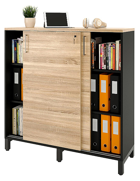 Локер ZAMM 3 полки МК 600 120х60х121 см фасад дуб Бардолино, корпус черный