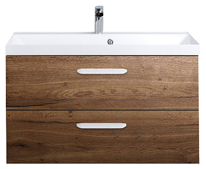 Тумба с раковиной BelBagno AURORA-900-2C-SO-RT + BB900/450-LV-MR-AST + 8.1107.224192.0270 дуб табак, ручки белые глянцевые