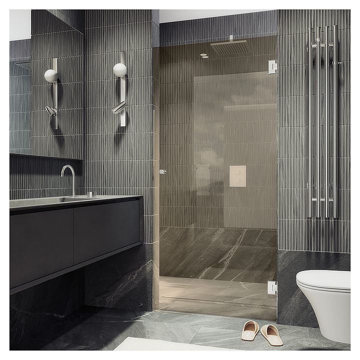 Дверь душевая MaybahGlass MGD-515-4 70,5х195 см, распашная, на петлях, бронза, хром глянцевый