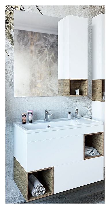 Гарнитур Sanflor Даллас 80 см, 3 предмета, белый матовый, дуб рустикальный