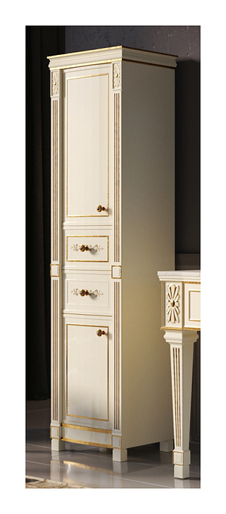 Шкаф-пенал Misty Tiffany 50 50х186 см, левый, бежевый, сусальное золото