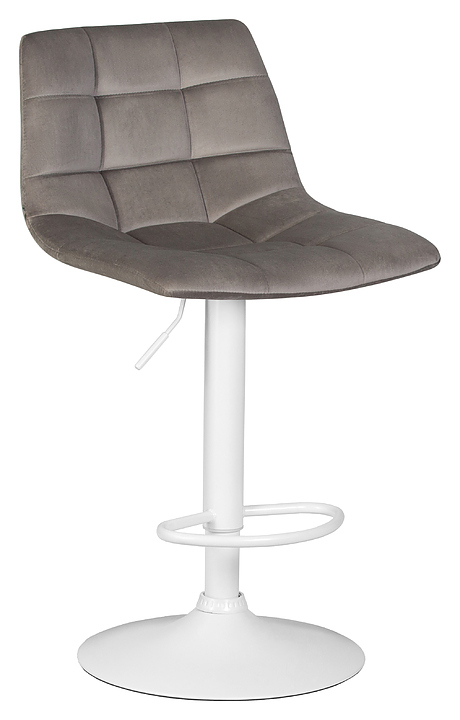 Стул барный DOBRIN 5017_WhiteBase-LM TAILOR WHITE (серый велюр, белый металл)
