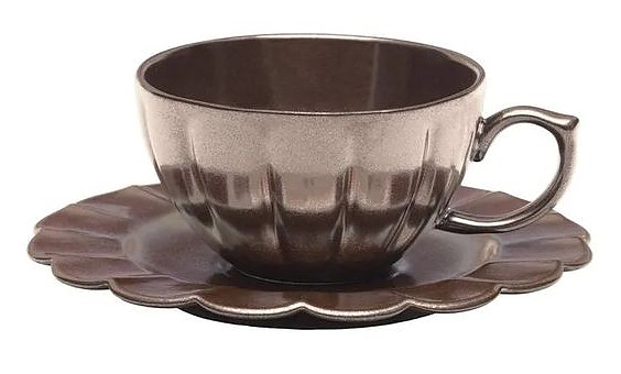 Пара чайная Oxford FLORA ANIS 152367 (чашка 220 мл и блюдце 16 см) коричневый