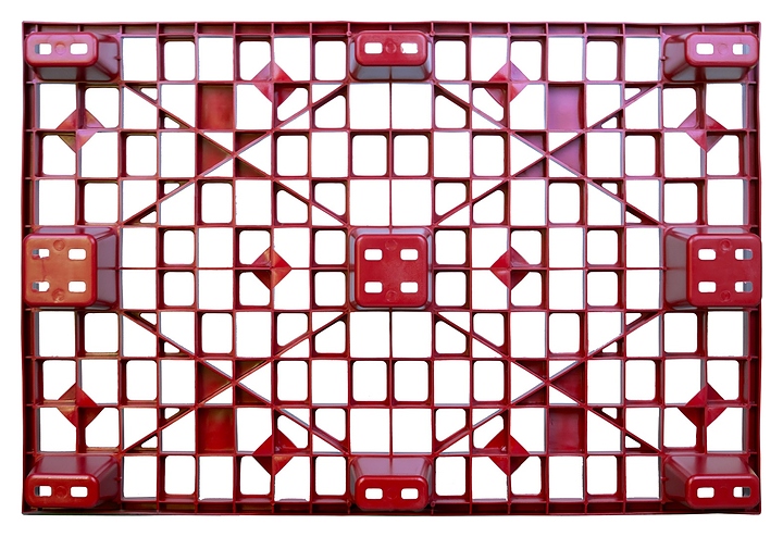 Паллет ТАРА.РУ TR 1208 L BC 1200x800х160 мм (перфорированный на 9 ножках) красный