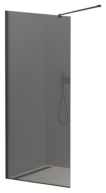 Перегородка душевая CEZARES LIBERTA-L-1-80-120-GR-NERO 80х195 см, стекло графит, профиль черный, кронштейн 120 см