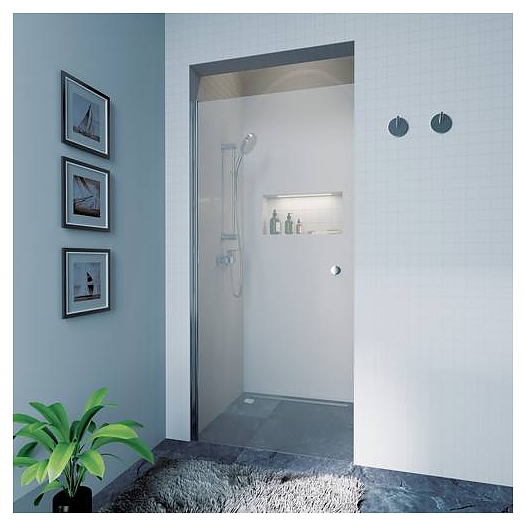 Дверь душевая KollerPool Waterfall Line QP10 800 chrome, grape 80х195 см, распашная, стекло матовое