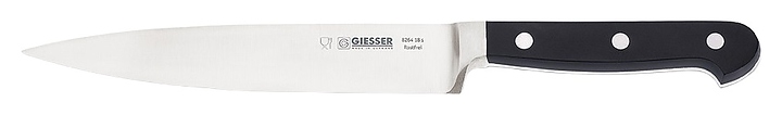 Нож филейный Giesser 8264 18 L=18 см (нерж. сталь / пластик) кованый клинок с черной рукояткой