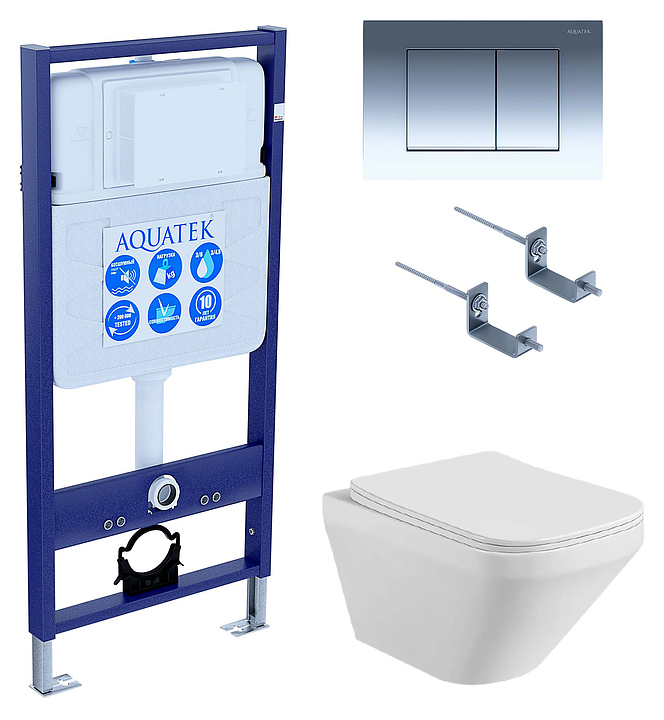 Унитаз подвесной с инсталляцией и сиденьем Aquatek SET ЛИРА-010 4в1