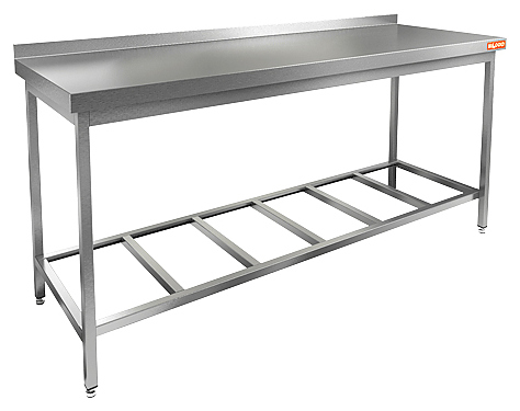 Стол пристенный с бортом и полкой-решеткой HICOLD НСО-17/7БР
