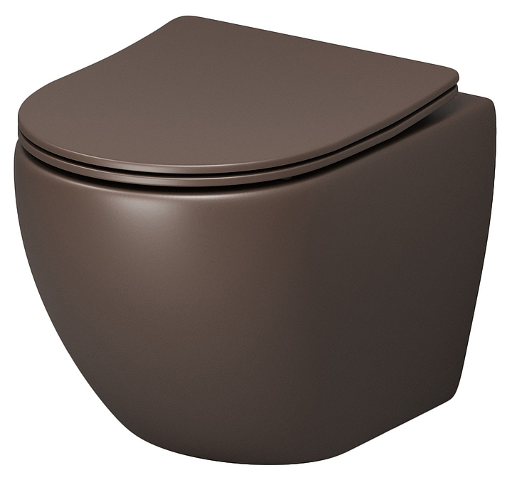 Унитаз подвесной с крышкой-сиденьем Grossman Color GR-4455BRMS коричневый матовый