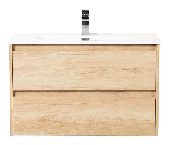 Тумба с раковиной BelBagno KRAFT-800-2C-SO-RNN + LOV-800-LVB дуб небраска натуральный