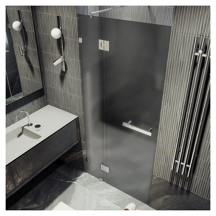 Дверь душевая MaybahGlass MGD-500-4 120х195 см, распашная, с добором на петлях, графит матовый, хром