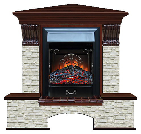 Камин Glenrich Бостон К Majestic BL ГО красное дерево угловой