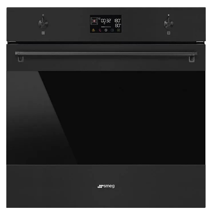 Духовой шкаф комбинированный SMEG Classica SOP6302S2PN 597х548х592 мм черный матовый, черное стекло