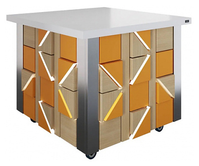 Салат-бар нейтральный без верхней полки Куб Luxstahl СБНК-1000 Premium Pixel (столешница из искусственного камня)