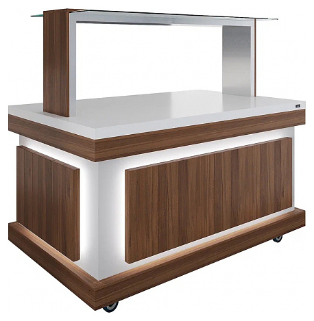 Салат-бар нейтральный Luxstahl СБН-1500 Premium Eco Wood (столешница из искусственного камня)