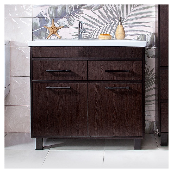 Тумба под раковину БРИКЛАЕР Чили 90 см напольная, венге