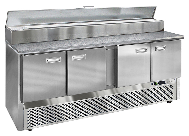 Стол холодильный для пиццы Finist СХСнпцг-700-4(1/3) (нижний холодильный агрегат) с гранитной столешницей