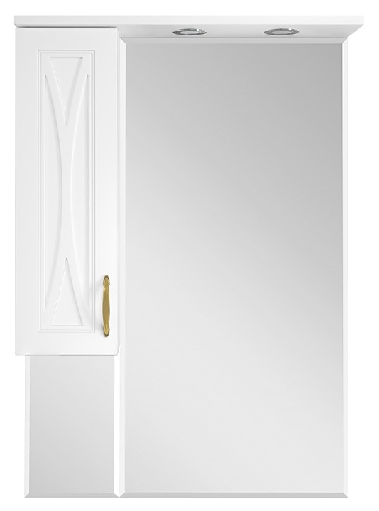 Зеркало Misty Амбра-80 78,1х100 см со шкафчиком, левое, белое