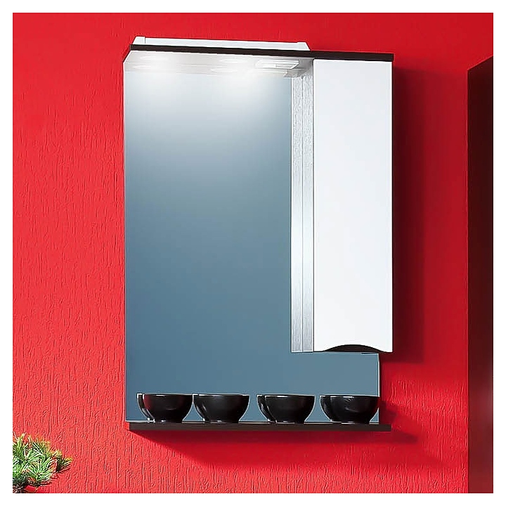 Зеркало БРИКЛАЕР Токио 60 58,4х86,4 см правое, с подсветкой, венге, белый глянец