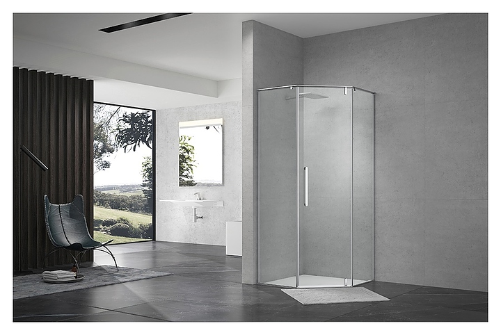 Уголок душевой Terminus Альба 4EW100х100C 100х100х200 см, прозрачное стекло, профиль хром